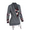 Plaid Print Surplice Faux Twinset T-shirt Set and Studded Slit Jeans Heart Rose Rivet Earrings Outfit - Gris Foncé S | US 4