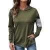 Drop Shoulder Patchwork Snap Button Hooded Top And Zip Fly Flare Jeans Life Tree Pattern Hoop Drop Earrings Casual Outfit - Vert profond S | US 4