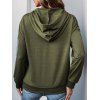 Drop Shoulder Patchwork Snap Button Hooded Top And Zip Fly Flare Jeans Life Tree Pattern Hoop Drop Earrings Casual Outfit - Vert profond S | US 4