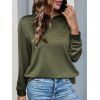 Drop Shoulder Patchwork Snap Button Hooded Top And Zip Fly Flare Jeans Life Tree Pattern Hoop Drop Earrings Casual Outfit - Vert profond S | US 4