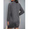 Raglan Sleeve Textured Mini Sweatshirt Dress And Lace Up Over The Knee Boots Cat Moon Pendant Chain Necklace Outfit - Gris S | US 4