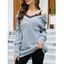 Pull Tricoté à Bretelle Fine Jointif en Dentelle Manches Raglan à Col V - Bleu profond XL | US 10