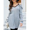 Pull Tricoté à Bretelle Fine Jointif en Dentelle Manches Raglan à Col V - Gris Clair XL | US 10