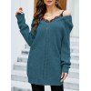 Pull Tricoté à Bretelle Fine Jointif en Dentelle Manches Raglan à Col V - Bleu profond XL | US 10