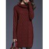 Robe Pull en Tricot à Câble en Couleur Unie à Manches Longues - Rouge foncé XXXL | US 14