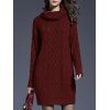 Robe Pull en Tricot à Câble en Couleur Unie à Manches Longues - Rouge foncé XXXL | US 14