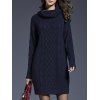 Robe Pull en Tricot à Câble en Couleur Unie à Manches Longues - Bleu de Minuit L | US 8