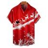 Christmas Santa Claus Snowflake Elk Print V Neck Spaghetti Strap Dress And Short Sleeve Shirt Matching Outfit - Rouge S | US 4