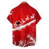 Christmas Santa Claus Snowflake Elk Print V Neck Spaghetti Strap Dress And Short Sleeve Shirt Matching Outfit - Rouge S | US 4