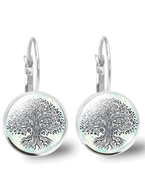 Boucles D'Oreilles Motif Arbre de Vie et Pierre Précieuse