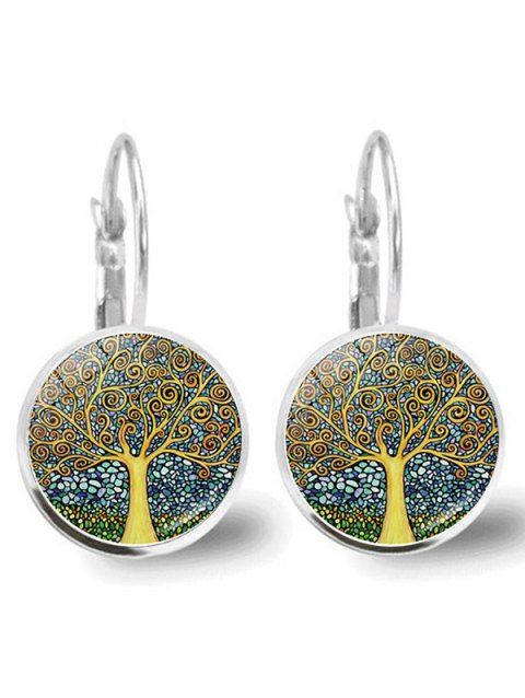 Boucles D'Oreilles Motif Arbre de Vie et Pierre Précieuse