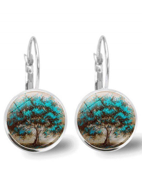 Boucles D'Oreilles Motif Arbre de Vie et Pierre Précieuse