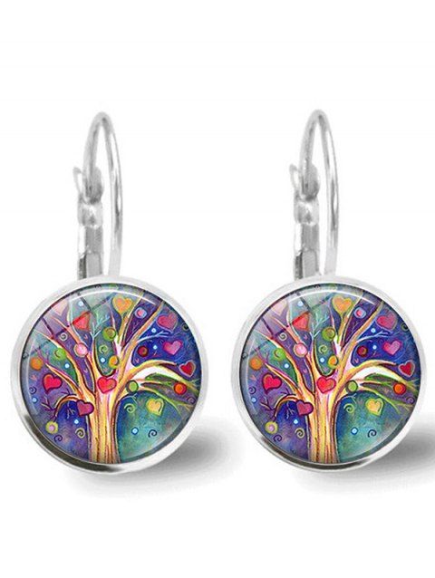Boucles D'Oreilles Motif Arbre de Vie Coloré Minimaliste Bijou pour Passer le Temps