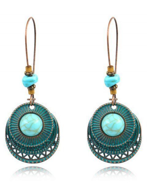 Boucles D'Oreilles Pendantes Chics en Alliage Longue Motif Ronds et Turquoise Style Bohémien Vintage