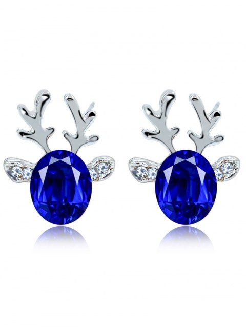 Boucles D'Oreilles Élégantes Motif Renne de Noël Clous et Pierres 3D