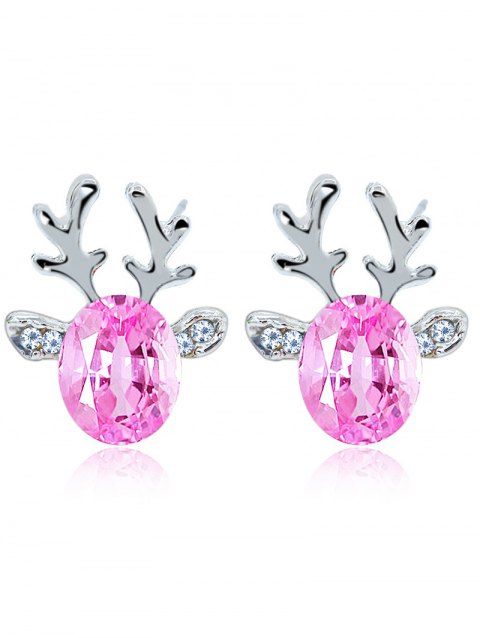 Boucles D'Oreilles Élégantes Motif Renne de Noël Clous et Pierres 3D