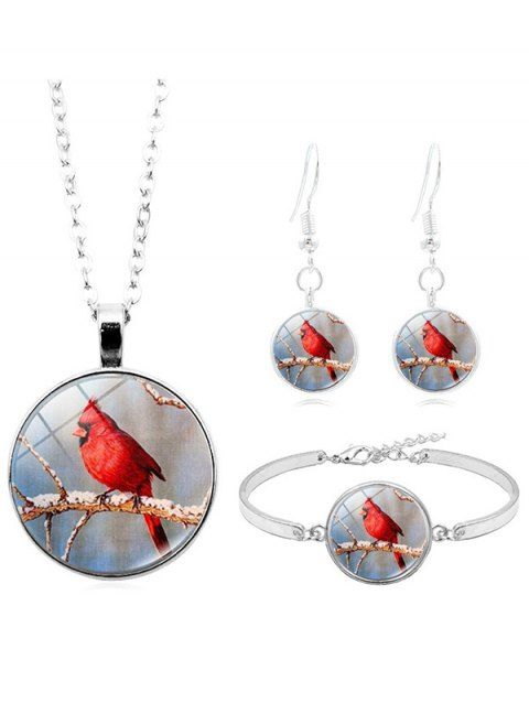 Parure de Collier avec Pendentif Goutte D'Eau Séchée Motif Oiseau Debout sur Une Boule