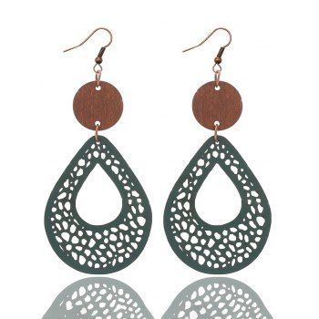 Vintage Hollow Mesh Handmade Wood Drop Earrings