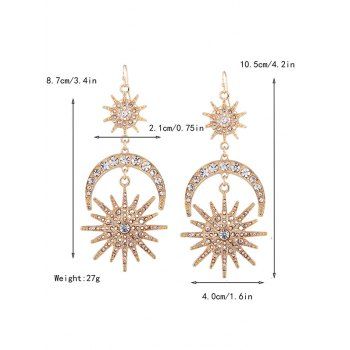 Rhinestone Geometric Star Sun and Moon Vintage Design Drop Earrings