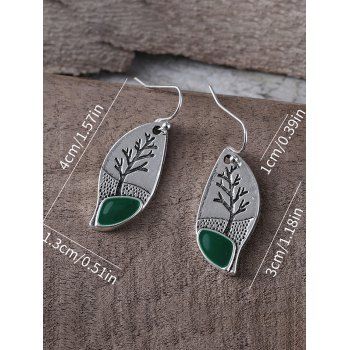 Vintage Enamel Drop Minimalist Tree Design Earrings