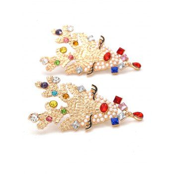 Rhinestone Inlaid Pearl Drops Exaggerated Christmas Reindeer Earrings