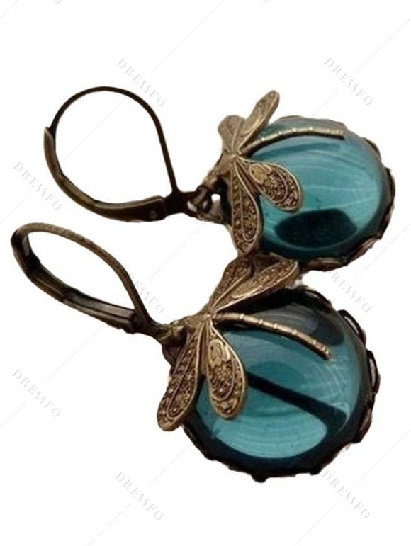 Boucles D'Oreilles Vintage Libellule Sculptées - multicolor A 