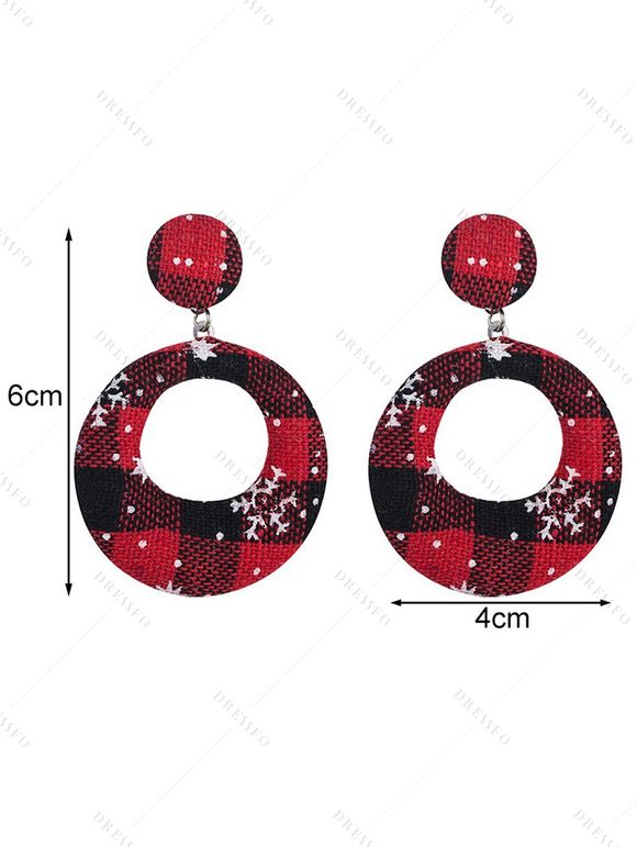 Boucles D'Oreilles de Noël Asymétriques Rondes Pendantes Rayées Flocon de Neige avec Bouton - multicolor B 