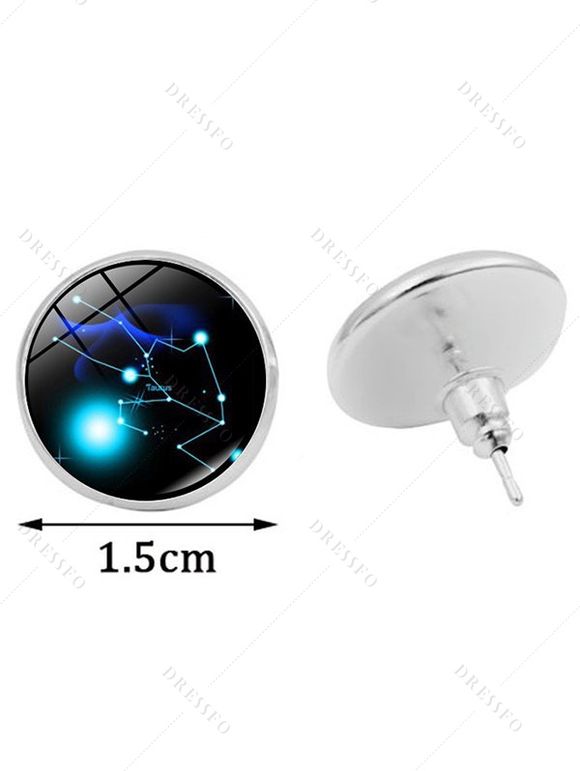 Ensemble de Collier de Boucles D'Oreilles et de Bracelet Galaxie Motif Signe du Zodiaque avec Pierre - Vert clair 