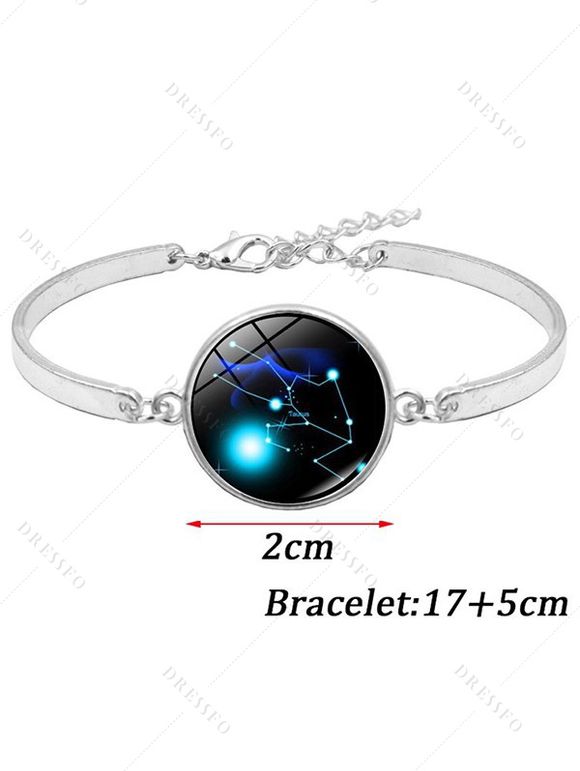 Ensemble de Collier de Boucles D'Oreilles et de Bracelet Galaxie Motif Signe du Zodiaque avec Pierre - Vert clair 