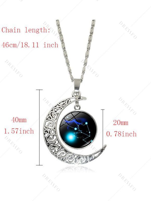 Ensemble de Collier de Boucles D'Oreilles et de Bracelet Galaxie Motif Signe du Zodiaque avec Pierre - Vert clair 