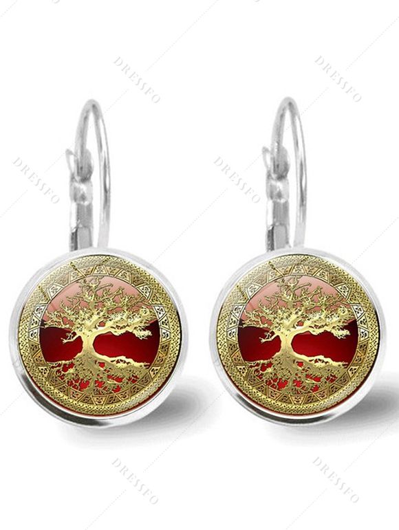 Boucles D'Oreilles Simple Motif Arbre de Vie - multicolor C 