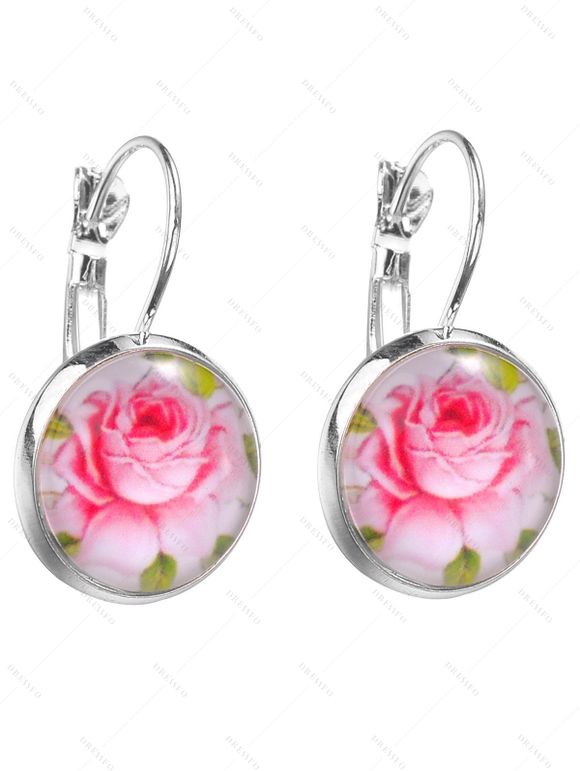 Boucles D'oreilles Pendues avec Fleur Creuses en Filigrane - Rose clair 