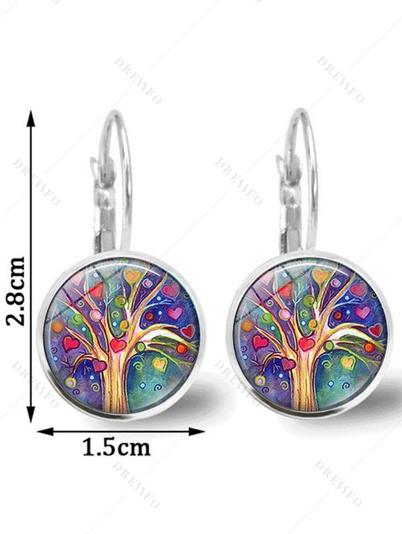 Boucles D'Oreilles Motif Arbre de Vie Coloré Minimaliste Bijou pour Passer le Temps - multicolor A 