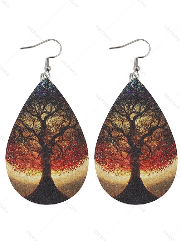 Boucles D'oreilles Goutte de Larme en Arbre de Vie - multicolor A 