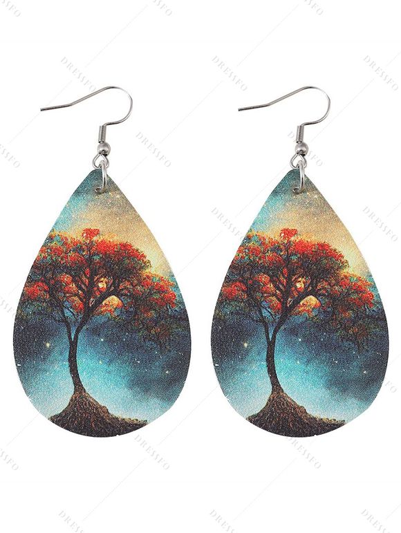 Boucles D'oreilles Goutte de Larme en Arbre de Vie - multicolor B 