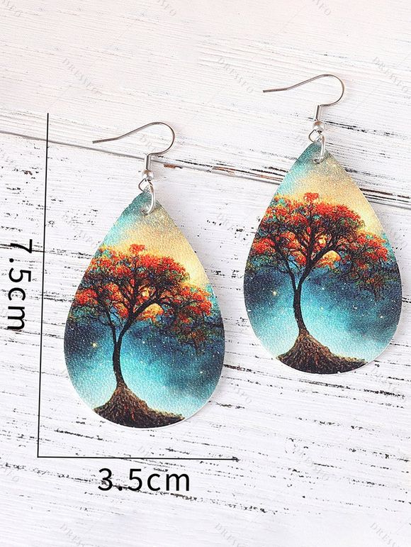 Boucles D'oreilles Goutte de Larme en Arbre de Vie - multicolor B 