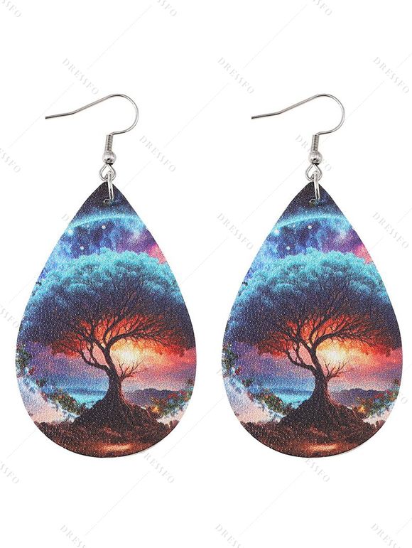 Boucles D'oreilles Goutte de Larme en Arbre de Vie - multicolor C 