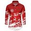 Chemise Boutonnée Père Noël Cerf et Flocon de Neige Imprimés à Manches Longues - Rouge 5XL