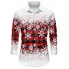 Chemise Boutonnée à Carreaux avec Manches Longues et à Imprimé Flocons de Neige de Noël - Rouge M