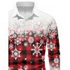 Chemise Boutonnée à Carreaux avec Manches Longues et à Imprimé Flocons de Neige de Noël - Rouge 5XL