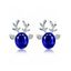 Boucles D'Oreilles Élégantes Motif Renne de Noël Clous et Pierres 3D - Bleu 