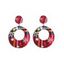 Boucles D'Oreilles de Noël Asymétriques Rondes Pendantes Rayées Flocon de Neige avec Bouton - multicolor B 