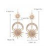 Boucles D'Oreilles Pendantes Design Lune Etoile Soleil et Strass Style Vintage - d'or 