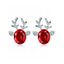 Boucles D'Oreilles Élégantes Motif Renne de Noël Clous et Pierres 3D - Rose clair 