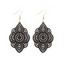 Boucles D'Oreilles Vintage Pendantes Elégantes Florales Bois Sculpté Design - Noir 