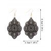 Boucles D'Oreilles Vintage Pendantes Elégantes Florales Bois Sculpté Design - Noir 