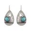 Boucles D'Oreilles Pendantes Vintage Evidées Goutte de Larme en Turquoise - Argent 