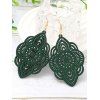 Boucles D'Oreilles Vintage Pendantes Elégantes Florales Bois Sculpté Design - Vert profond 