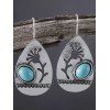 Boucles D'Oreilles Pendantes Vintage Evidées Goutte de Larme en Turquoise - Argent 