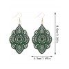 Boucles D'Oreilles Vintage Pendantes Elégantes Florales Bois Sculpté Design - Vert profond 